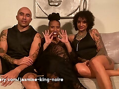 Inked ebony and pregnant honeys get fingered and licked by a fortunate stud
