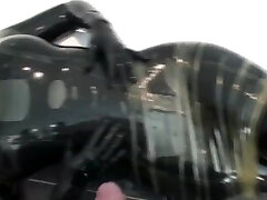 2 Rubber Layers Dark-hued And Transparent Latex Catsuit Blowjob And Pissing