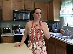 Chubby brunette MILFie wife of my buddy toyed a bit naughty in the kitchen