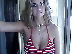 My cousin Alexia a blonde with immense inborn tits and a shaved pussy did a porn audition