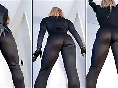 Ass in Dark-hued Catsuit