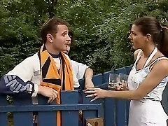 Karen Lancaume threesome outdoors