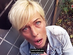 Public Street Sex at Gas Station with german thin Milf