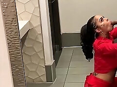 Genevieve Sinn Deep-throats Sevyan Harden&rsquo_s Big Black Cock in Public Bathroom