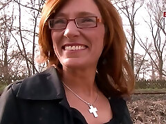 German older housewife approached on the street for sex casting