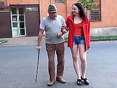 A happy day for grandfather with a small dick