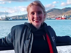 Blonde Public Blowjob Dick and Cum Gulp at the Lighthouse