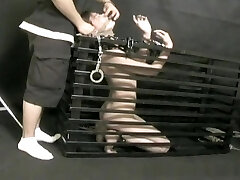 Asian dark haired gets teased and stimulated during bondage