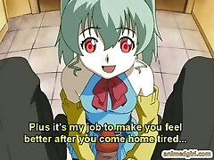 Cute hentai sucking stiff cock and swallowing jism