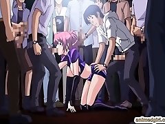 Cutie Japanese anime gangbang in the public demonstrate