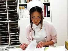 Asian nurse getting her wet pink pussy checked out