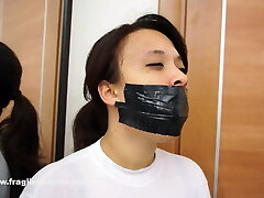 Fragiledesires – Gauze Gagged and Tied in Tape Bondage