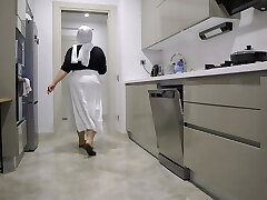 My step-mom is at work and spying on me and dancing to me