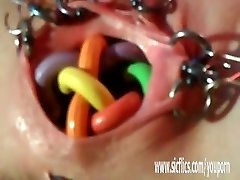 Extremely weird pierced vaginal insertions