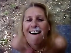 Mature wife dogging throating stranger dick and get a huge facial