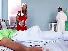 Beutiful Nurse deep-throats doctor and patients penis rectal gape