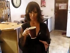 SMOKING BLOWJOB Cougar GILF RIPPED NYLONS SUCKS Screws JERKS HIM OFF IN COFFEE