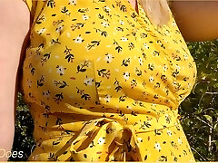 Wifey heads out in a cute summer dress topless and looks awesome with her blonde hair.