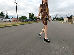 Longpussy, Dragging over a Kilogram (Two.Trio lbs) of chain off my Pussy in a Sheer Sundress out for a Walk.