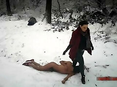 Domina Luna - Boot Domination In The Freezing Snow (Ballbusting & CBT Trampling)