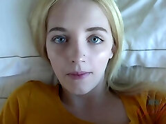 Adorable blond babe with blue eyes, Kate Bloom did her best to make her roommate cum