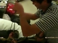 Foot torture and hogtied restrain bondage on Chinese lady