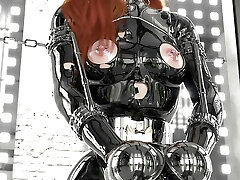 Ginger in Hardcore Metal Bondage and Latex Catsuit 3D Toon