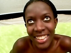 Hot Ebony Teen Thankful For Her Euro Host She Gladly Sucks Him Off HARD And Guzzles His Cum