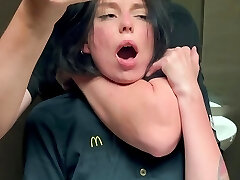 Risky public sex in a restroom. Fucked a McDonald's employee over unloaded fanta! - Eva Soda