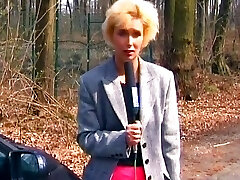 Towheaded German Domina has fun with chubby brunette Towheaded German Domina has fun with chubby brunette