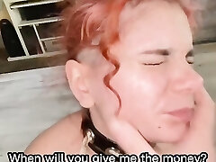 The redhead gets plumbed rock hard in the mouth for his debts