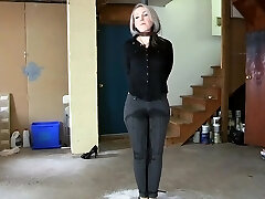Woman Roped Up To Pole And Pee Pants