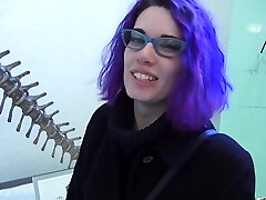 Violet with shaved pussy and natural tits getting fucked