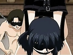 Cute hentai girls gonzo boinked in chains in a bondage mansion