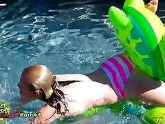 Spy on you neighbors Naked Daughter swimming Bare and Frolicking in the Pool