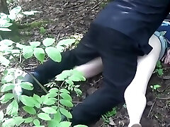 Force fuckin' Caz in the woods - Using her beaver, arsehole, fisting her - sliding a knife in her cunt