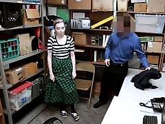 Pale emo nubile shoplifter punish fucked by a LP officer
