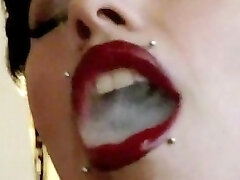 Pierced punk smoker blowjob