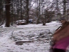 Cruel dominator spank his marionette out in cold Cruel dominator spank his marionette out in cold