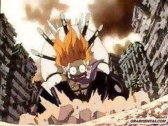 Hentai fellow caught and brutally fucked by monster boobs anime