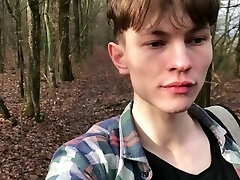 amazing teen boy camping in the forest for jerking off & cum as vulcano