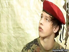 Unshaved soldier jerking his hard jizzster part2