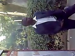 Kenia man showcase off, jerk and cum at a bus station