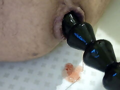 abalorios anales negro grande con inserción completa
