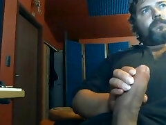 Huge hairy bear jerking a big cock in the talk Huge hairy bear jerking a big cock in the talk