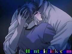 Hentai homosexual twink hot kisses and foreplays joy