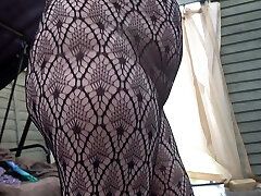 Round Wife In Patterned Pantyhose