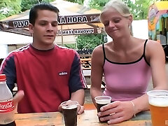 Salacious Czech cowgirl with big udders gets pussy licked then screwed outdoors