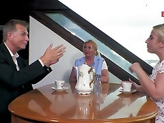 German swinger duo seduces big boobs mature housewife