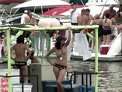 Breast flashing college girls on the party boats